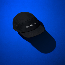 It’s for us - 5 Panel Cap, white logo on black IT’S FOR US Studio